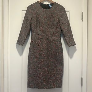 J. Crew Tweed Long Sleeve Sheath Dress Gray Coral Size 4 Style E4375